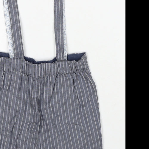 John Lewis Boys Grey Striped Cotton Dungaree One-Piece Size 18-24 Months Button