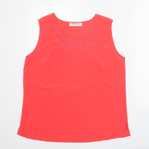 Vilona Moda Womens Pink Polyester Basic Tank Size 16 Round Neck