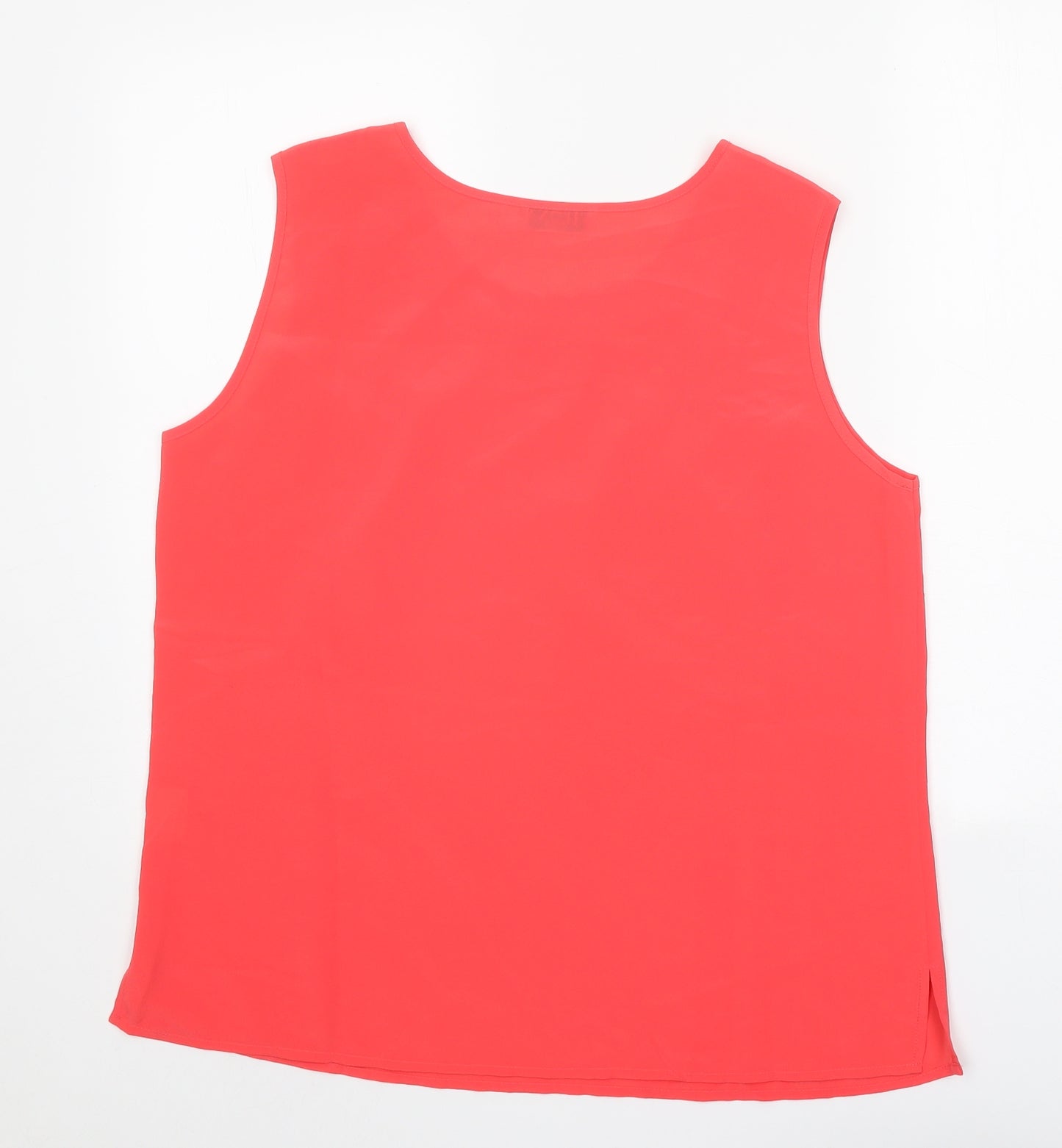Vilona Moda Womens Pink Polyester Basic Tank Size 16 Round Neck