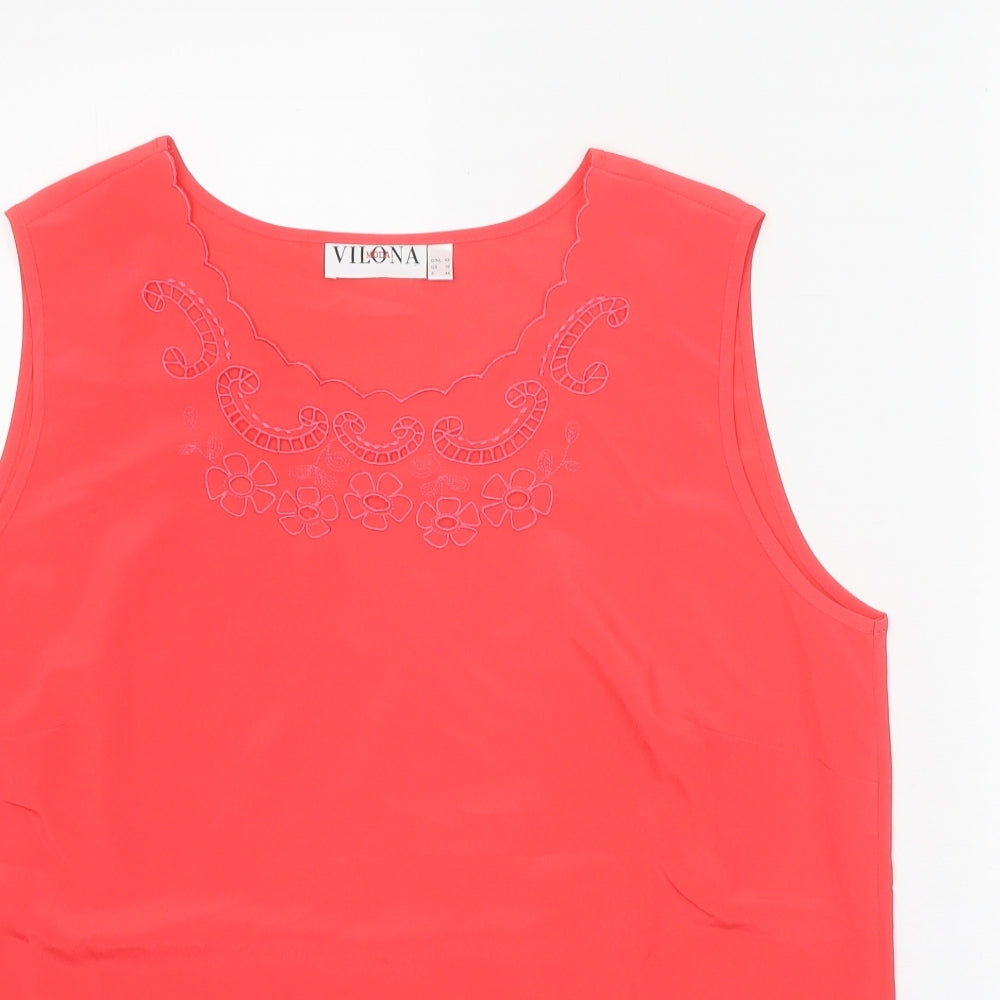 Vilona Moda Womens Pink Polyester Basic Tank Size 16 Round Neck
