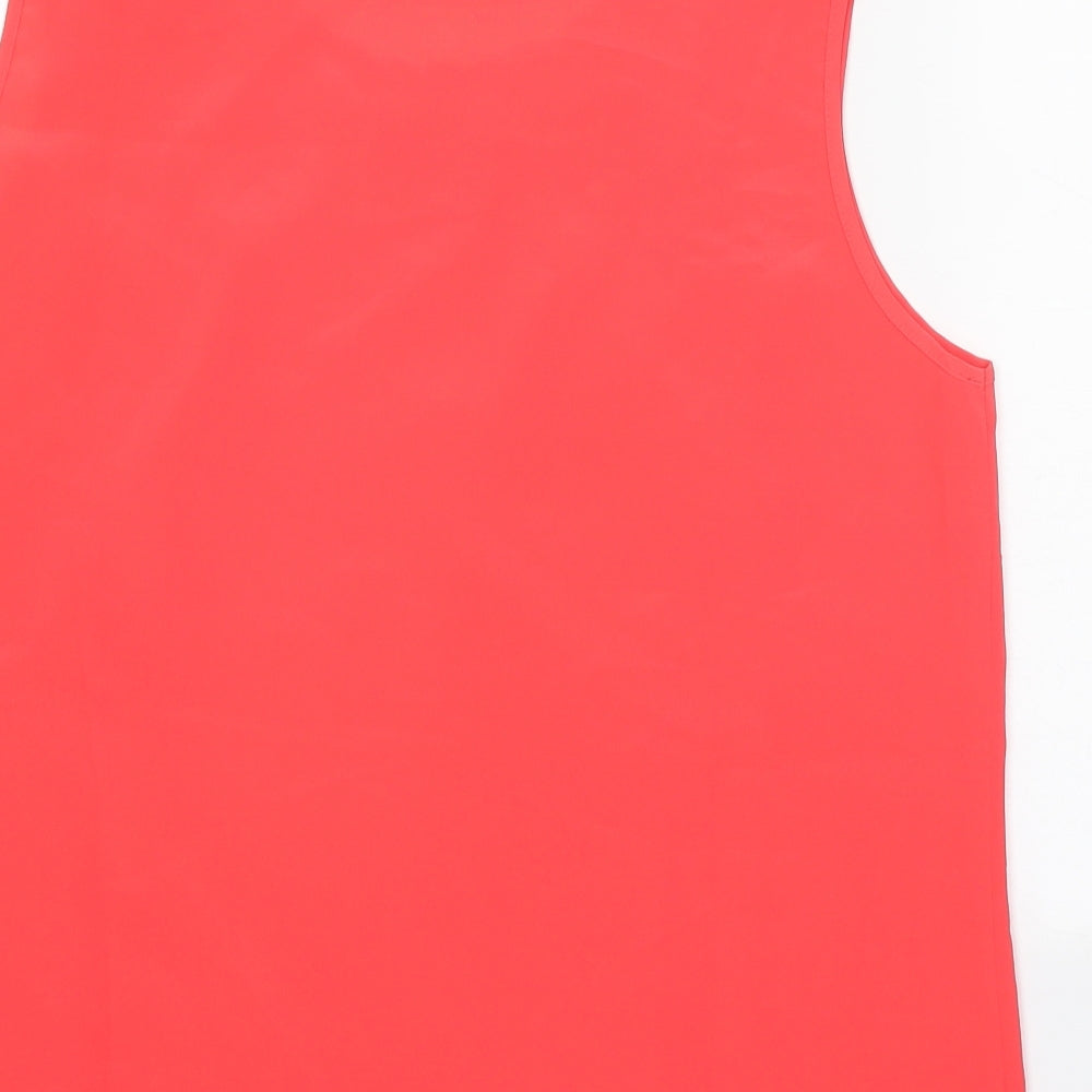 Vilona Moda Womens Pink Polyester Basic Tank Size 16 Round Neck