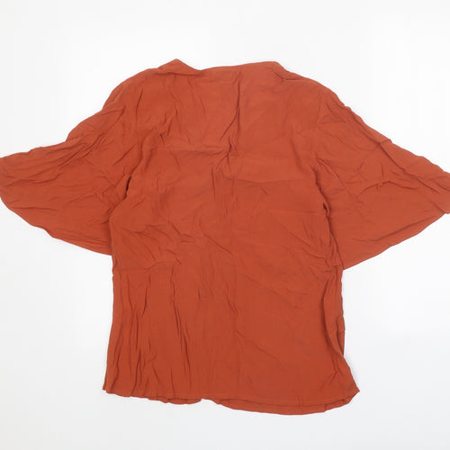 Warehouse Womens Orange Viscose Basic Blouse Size 10 V-Neck