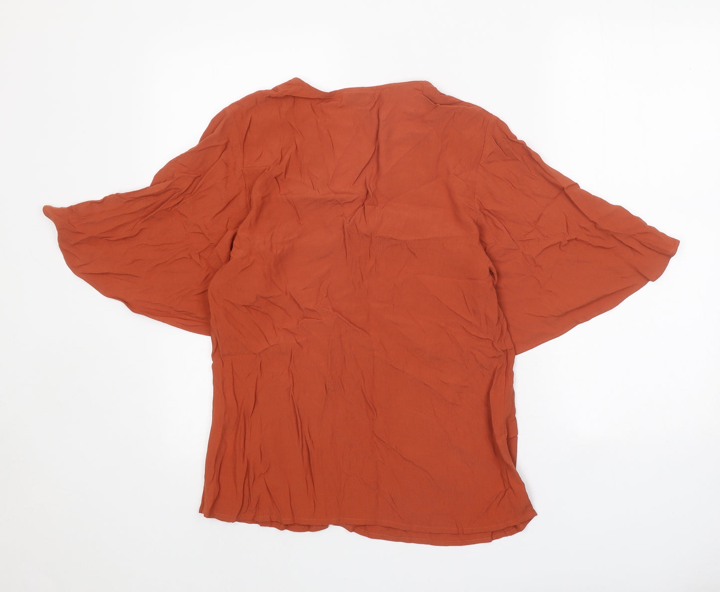 Warehouse Womens Orange Viscose Basic Blouse Size 10 V-Neck