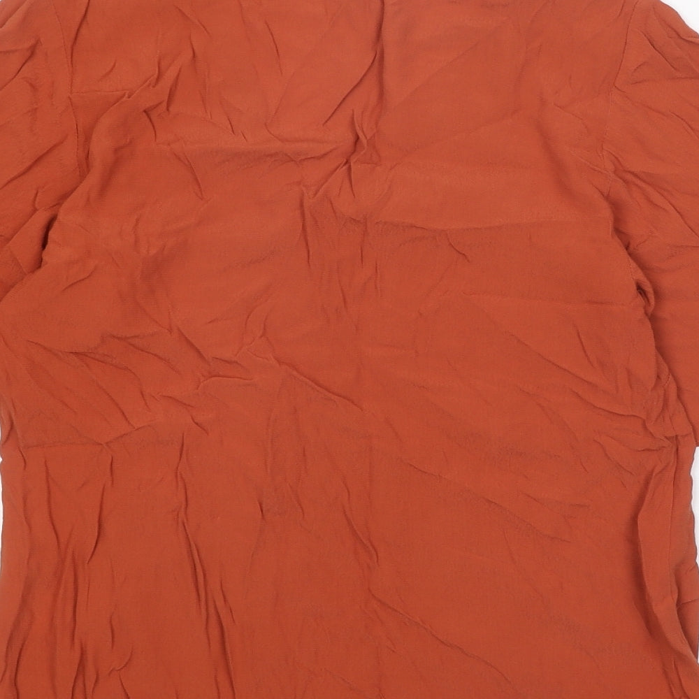 Warehouse Womens Orange Viscose Basic Blouse Size 10 V-Neck