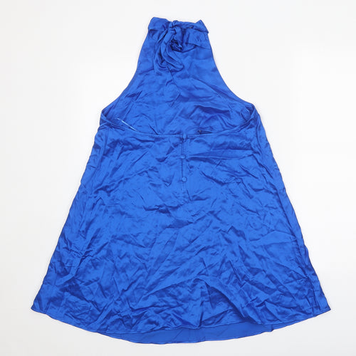 Zara Womens Blue Viscose Trapeze & Swing Size S Halter Button
