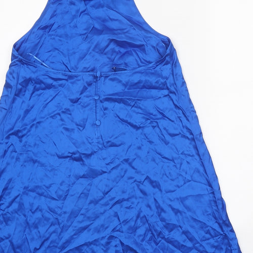 Zara Womens Blue Viscose Trapeze & Swing Size S Halter Button