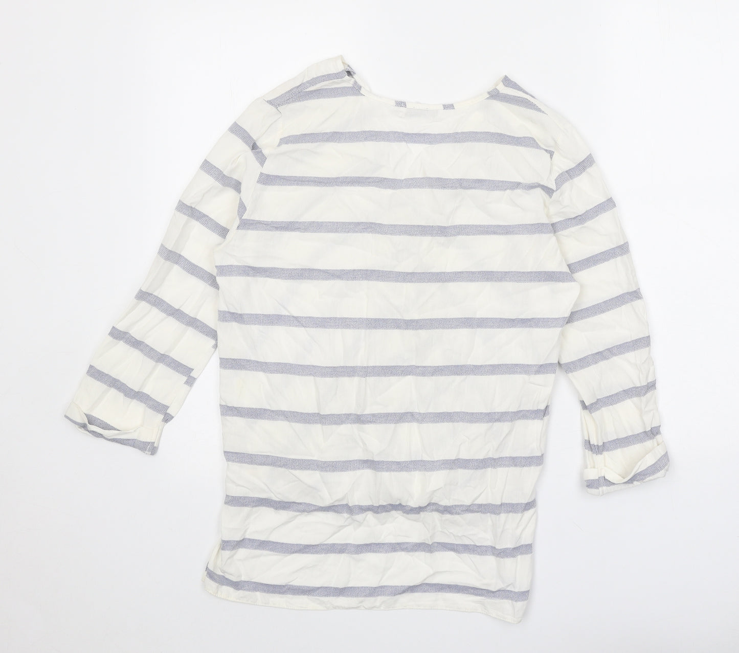 Paraphrase Womens White Striped Viscose Basic Blouse Size 10 V-Neck