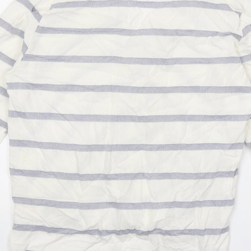 Paraphrase Womens White Striped Viscose Basic Blouse Size 10 V-Neck