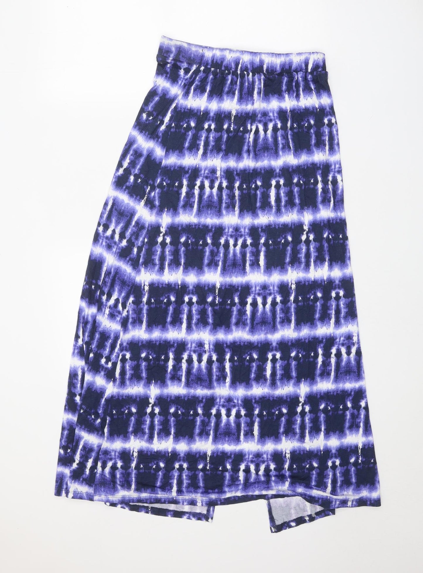 TU Womens Blue Geometric Viscose Maxi Skirt Size 8 Tie