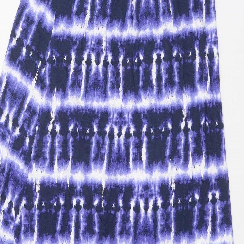 TU Womens Blue Geometric Viscose Maxi Skirt Size 8 Tie