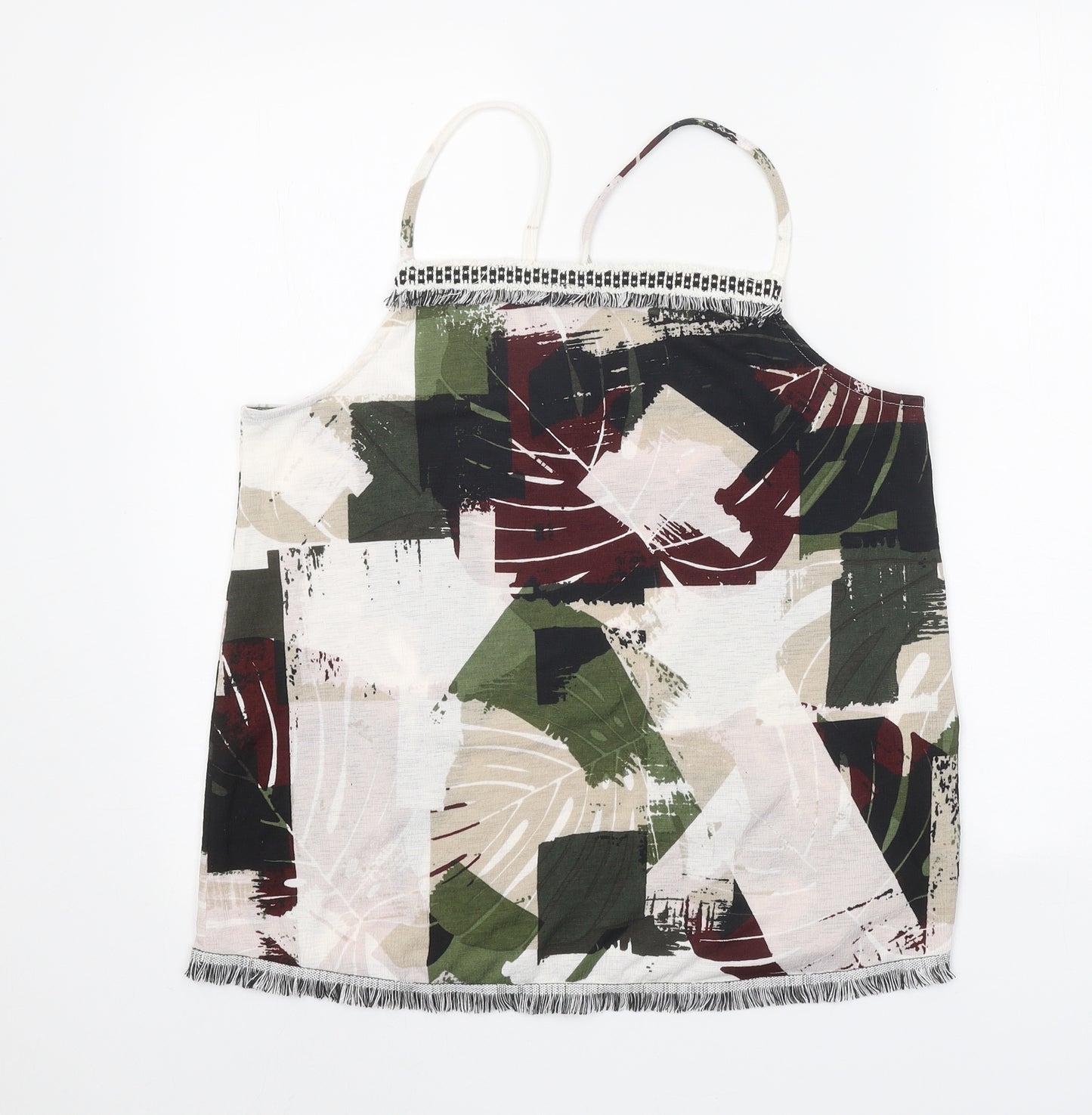 NEXT Womens Multicoloured Geometric Polyester Camisole Tank Size 14 Square Neck