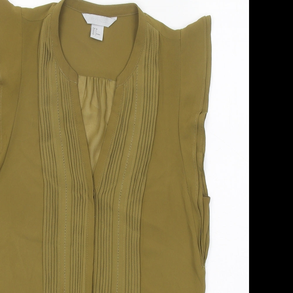 H&M Womens Green Polyester Basic Tank Size 8 V-Neck