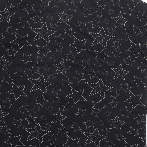 TU Womens Black Geometric 100% Cotton Basic T-Shirt Size 14 Scoop Neck - Stars