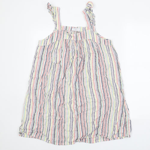 Papaya Womens Multicoloured Striped Linen Tank Dress Size 10 Square Neck Pullover