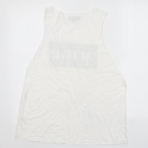 Studio Womens White 100% Cotton Basic Tank Size 12 Scoop Neck - Active