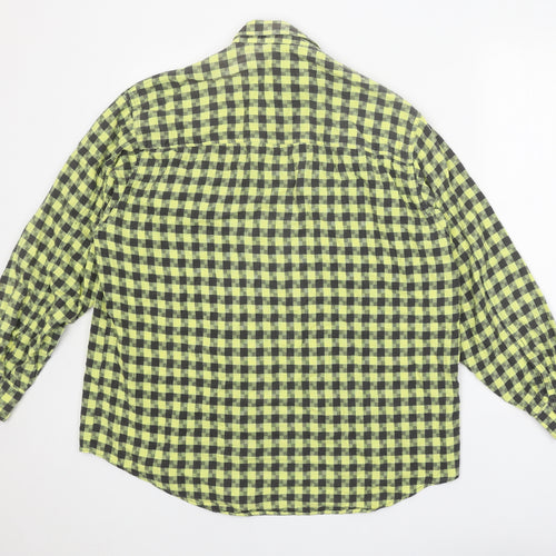 Tom Horn Womens Yellow Check 100% Cotton Basic Button-Up Size 10 Collared