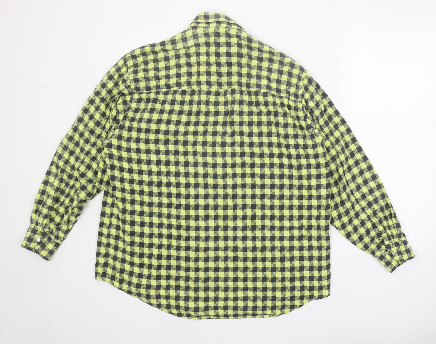Tom Horn Womens Yellow Check 100% Cotton Basic Button-Up Size 10 Collared
