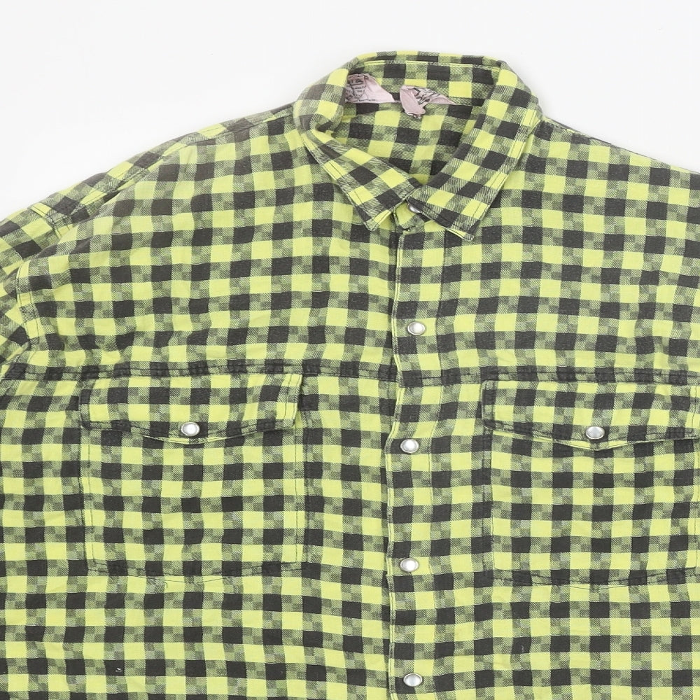 Tom Horn Womens Yellow Check 100% Cotton Basic Button-Up Size 10 Collared