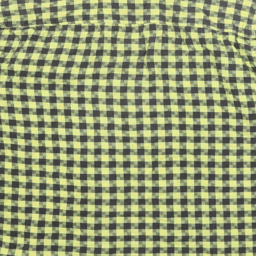 Tom Horn Womens Yellow Check 100% Cotton Basic Button-Up Size 10 Collared