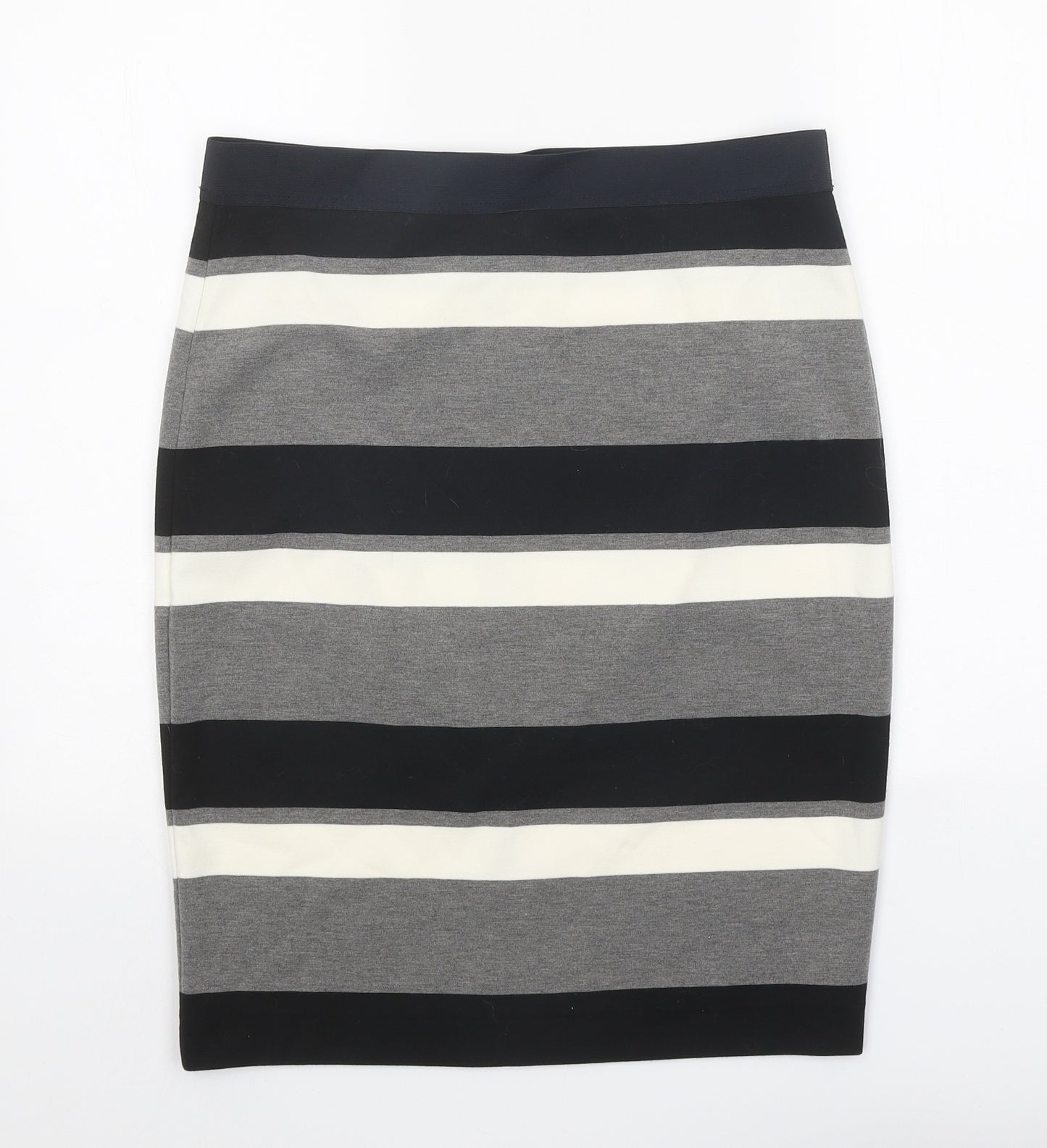 Marks and Spencer Womens Grey Striped Polyester Straight & Pencil Skirt Size 12