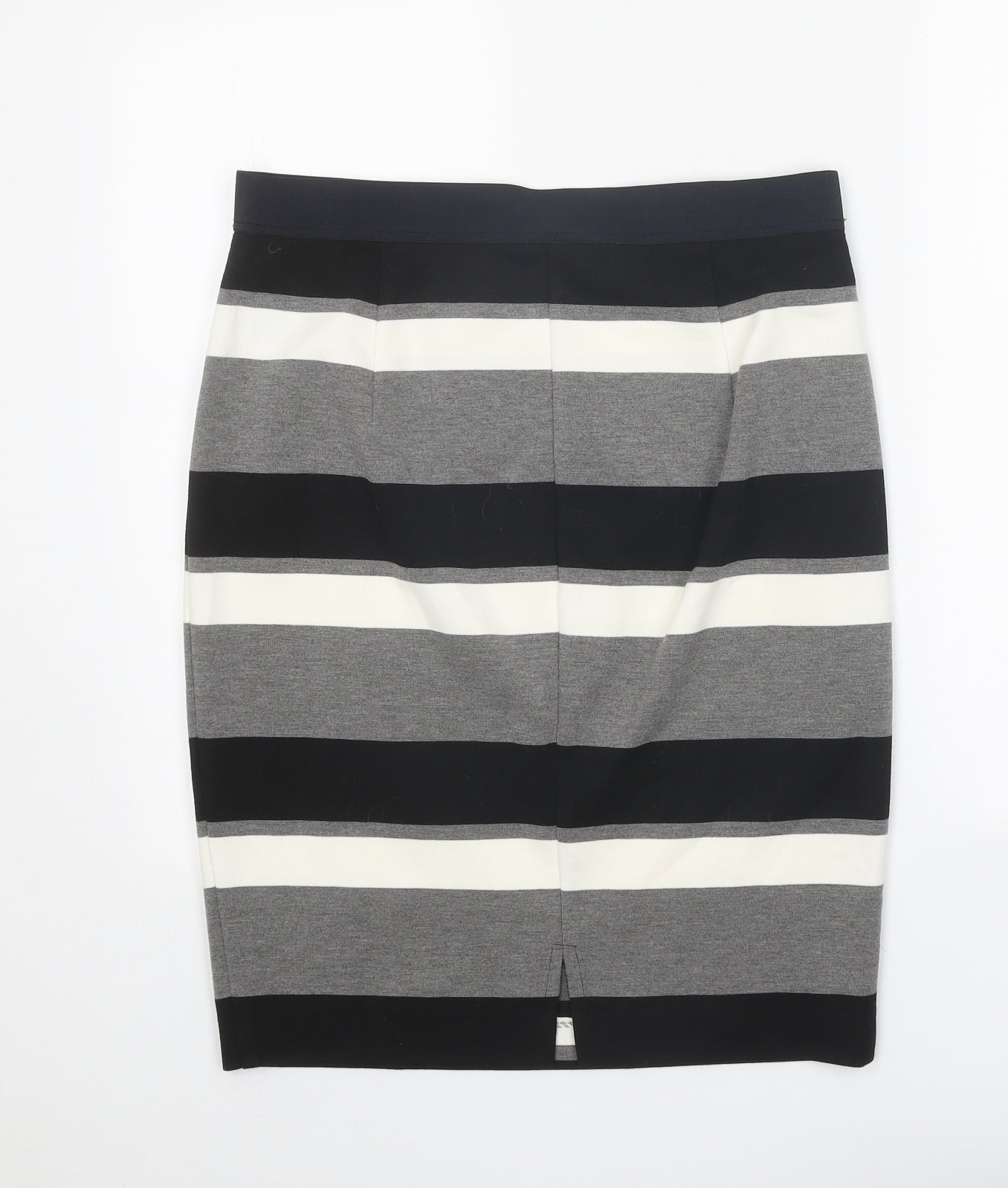 Marks and Spencer Womens Grey Striped Polyester Straight & Pencil Skirt Size 12