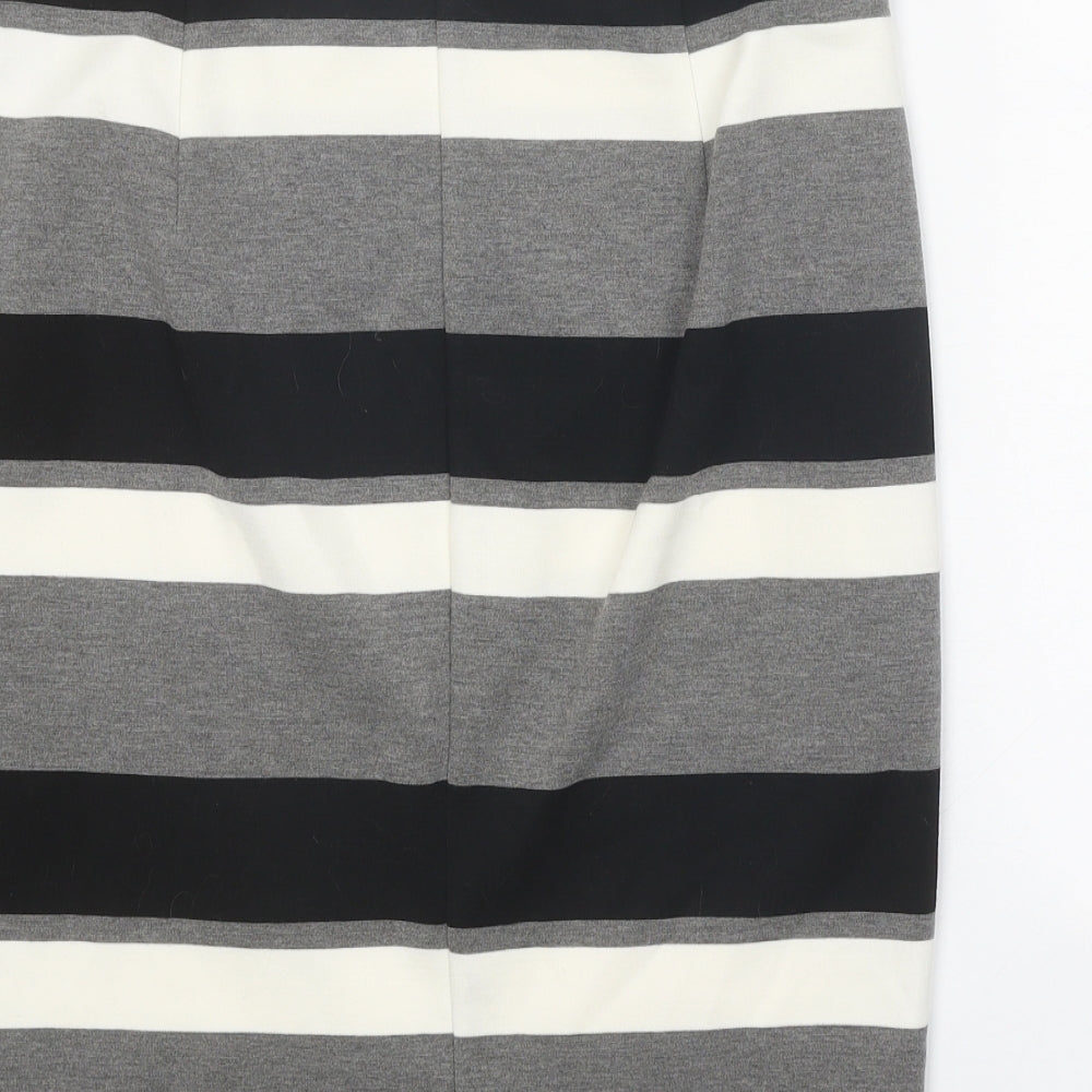 Marks and Spencer Womens Grey Striped Polyester Straight & Pencil Skirt Size 12