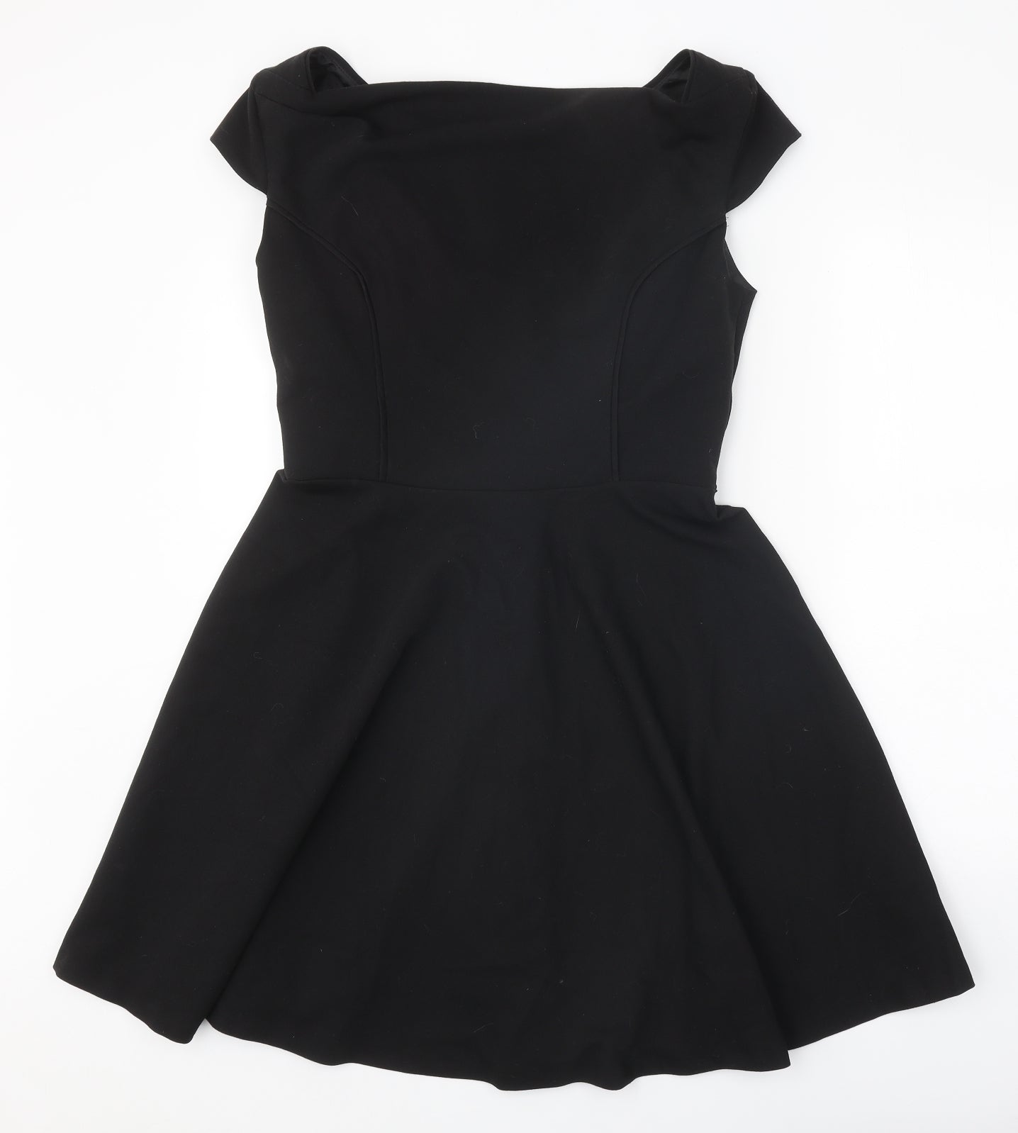 Oasis Womens Black Polyester Fit & Flare Size 14 Square Neck Zip