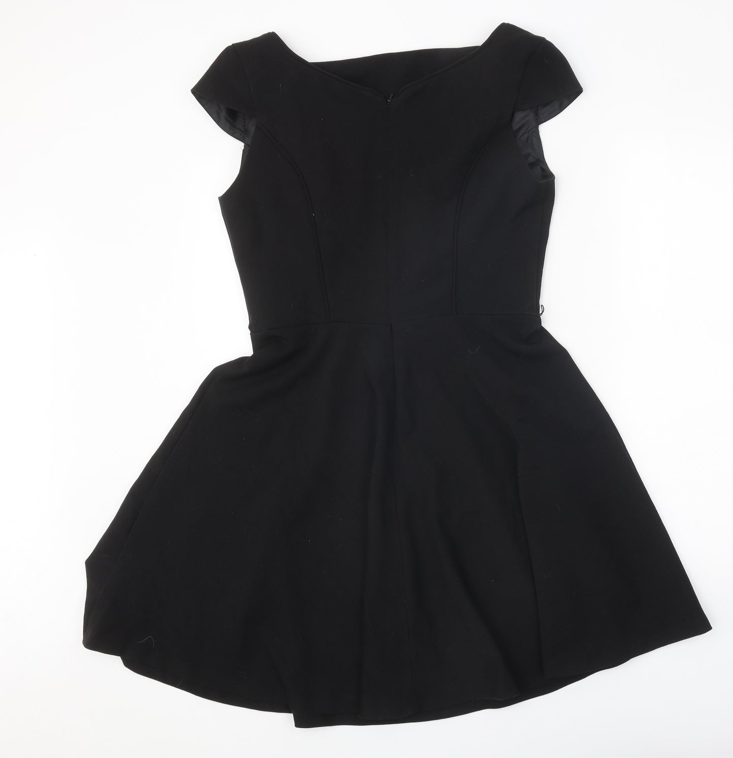 Oasis Womens Black Polyester Fit & Flare Size 14 Square Neck Zip