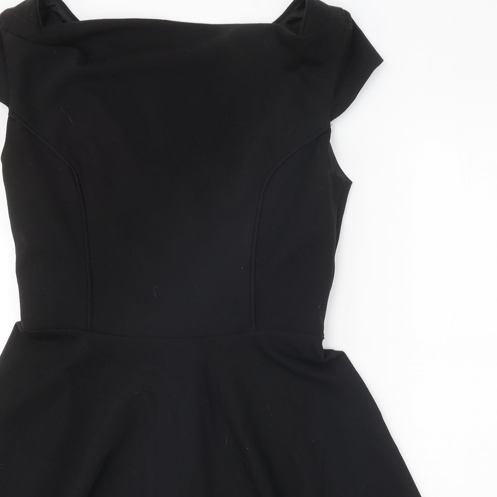 Oasis Womens Black Polyester Fit & Flare Size 14 Square Neck Zip