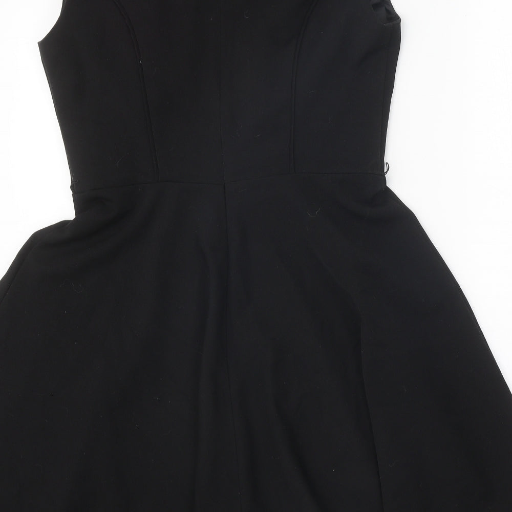Oasis Womens Black Polyester Fit & Flare Size 14 Square Neck Zip