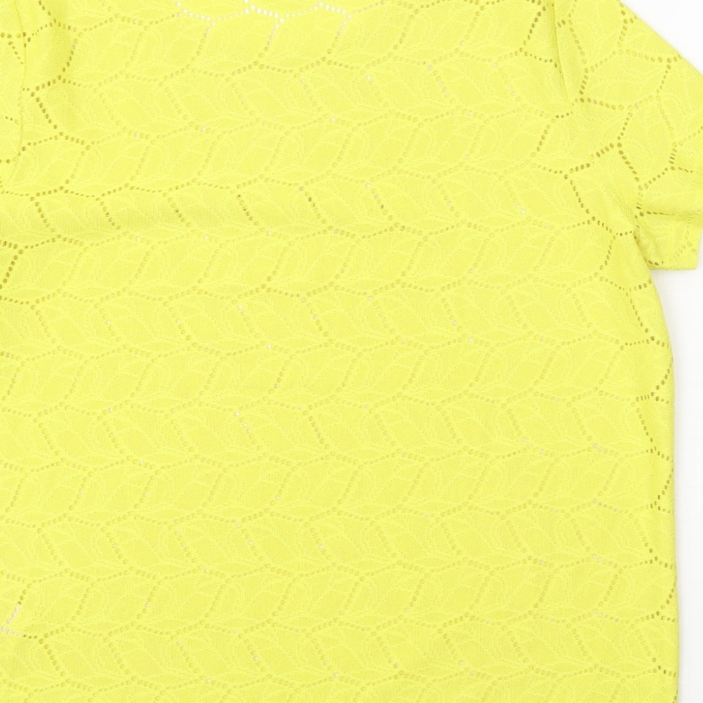 Jacqueline De Yong Womens Yellow Geometric Polyester Basic Blouse Size L Round Neck
