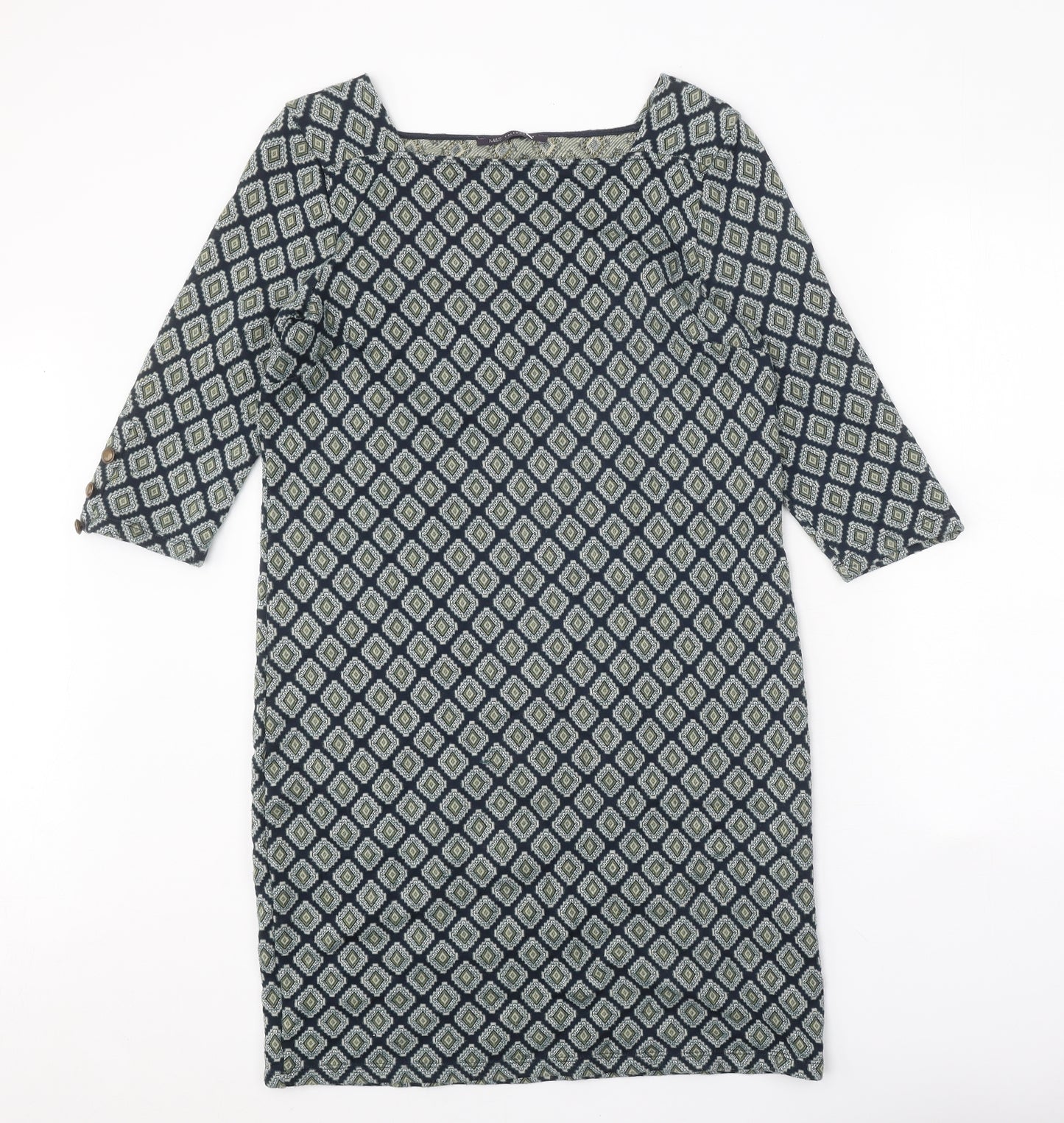 Marks and Spencer Womens Black Geometric Acrylic A-Line One Size Square Neck Pullover