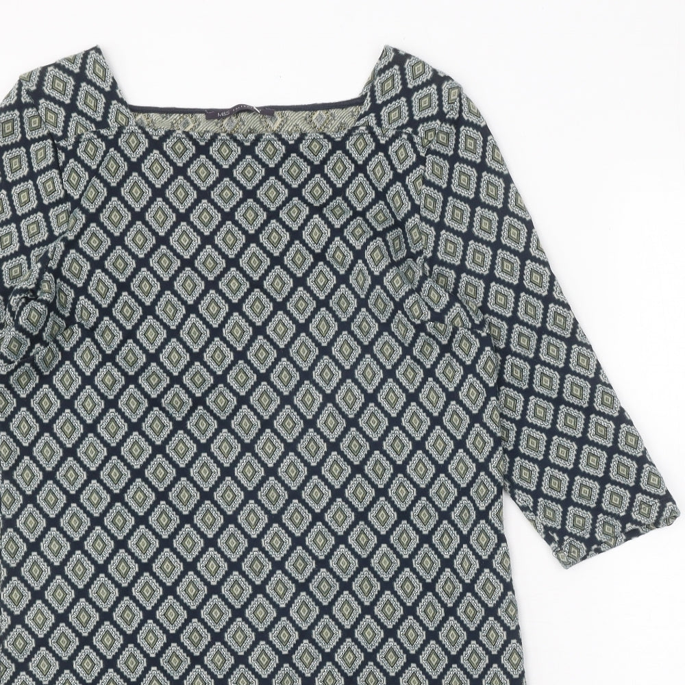 Marks and Spencer Womens Black Geometric Acrylic A-Line One Size Square Neck Pullover