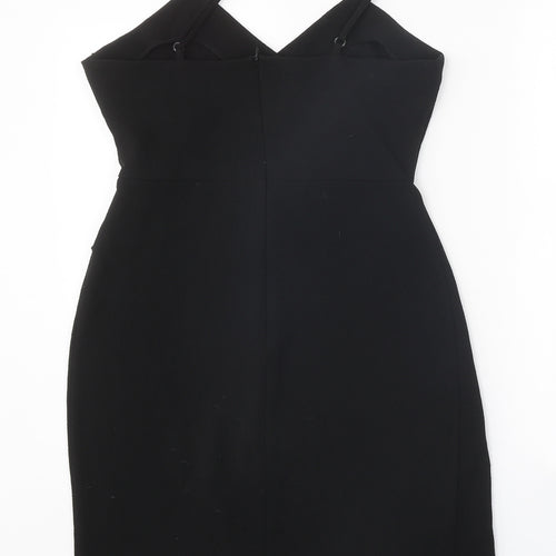 Code Pink Womens Black Polyester Bodycon One Size V-Neck Zip