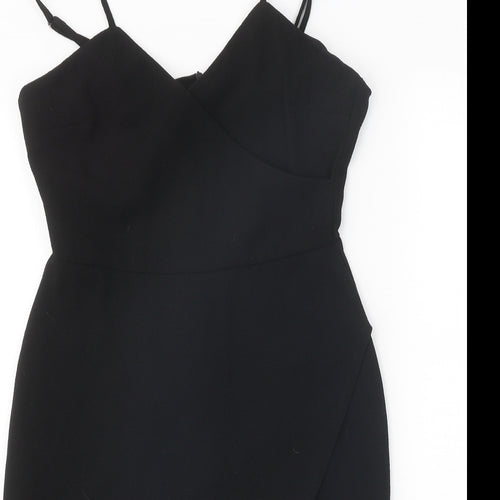 Code Pink Womens Black Polyester Bodycon One Size V-Neck Zip