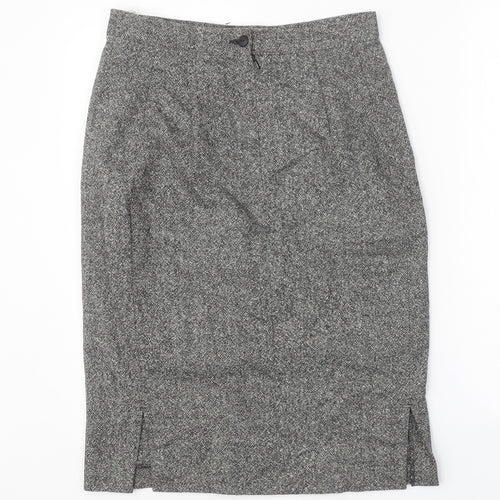 Marks and Spencer Womens Grey Wool Straight & Pencil Skirt Size 12 Zip