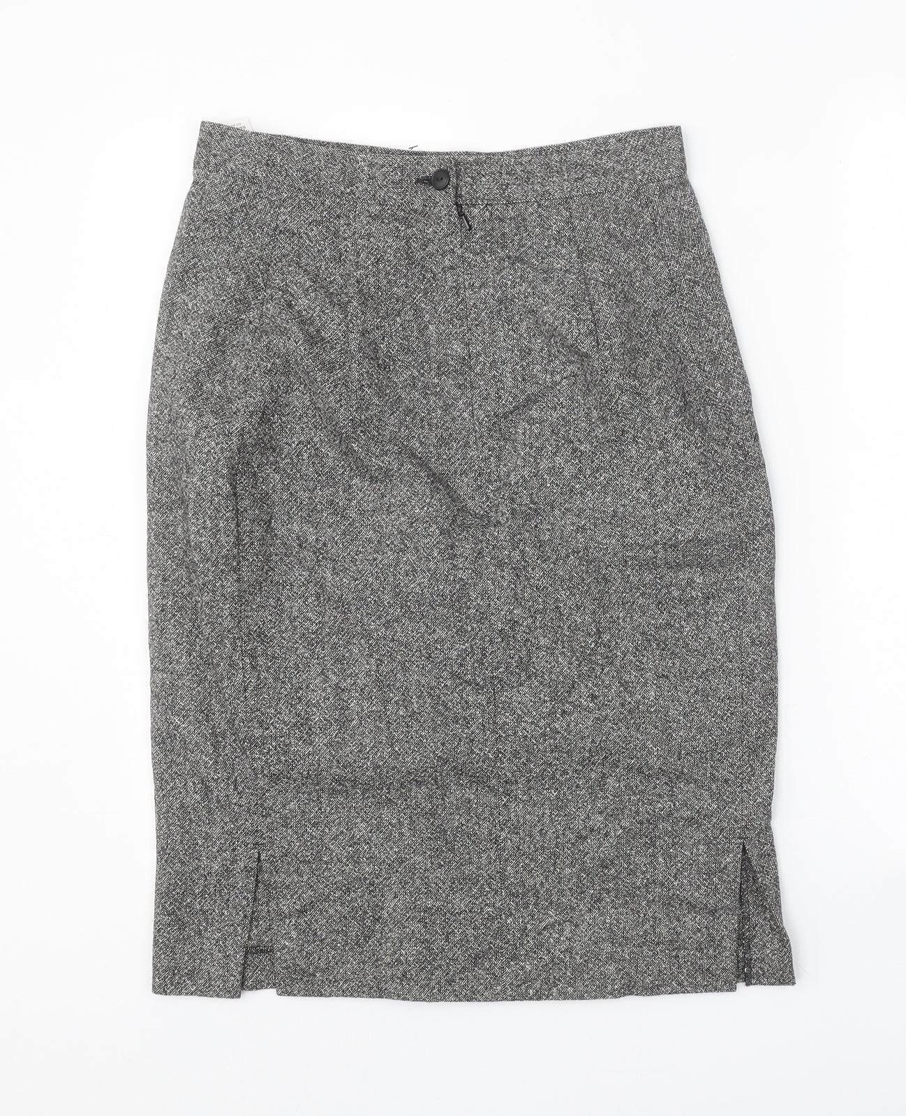 Marks and Spencer Womens Grey Wool Straight & Pencil Skirt Size 12 Zip