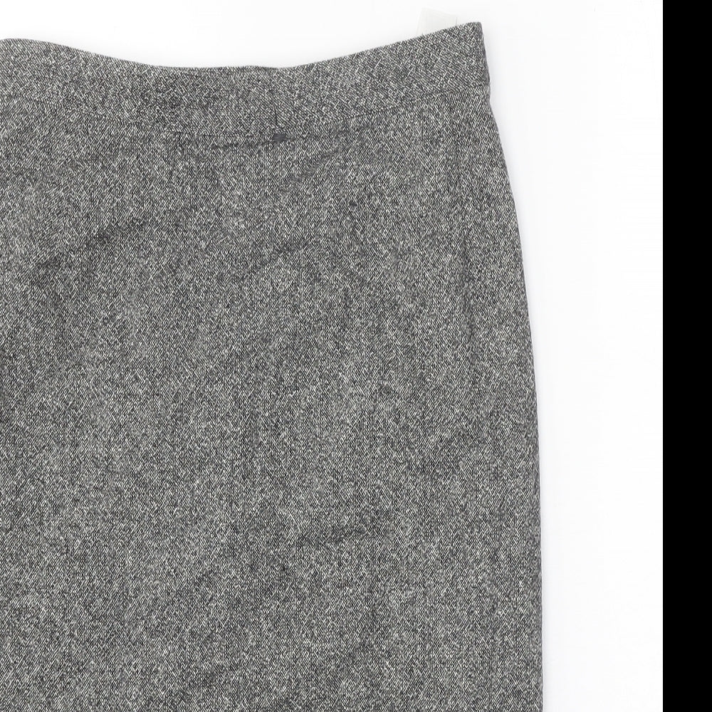 Marks and Spencer Womens Grey Wool Straight & Pencil Skirt Size 12 Zip