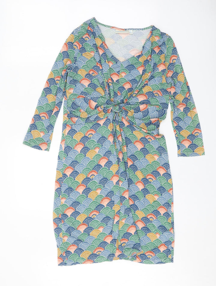 JoJo Maman Bébé Womens Multicoloured Geometric Viscose A-Line Size M V-Neck Pullover