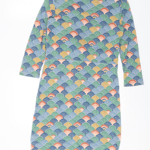 JoJo Maman Bébé Womens Multicoloured Geometric Viscose A-Line Size M V-Neck Pullover