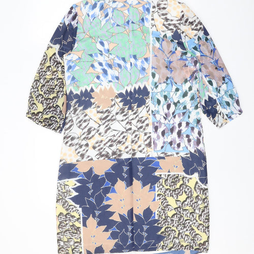 Reiss Womens Multicoloured Geometric Polyester A-Line Size 10 Round Neck Zip