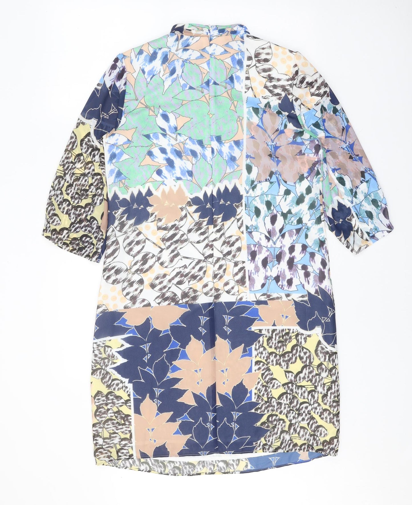 Reiss Womens Multicoloured Geometric Polyester A-Line Size 10 Round Neck Zip
