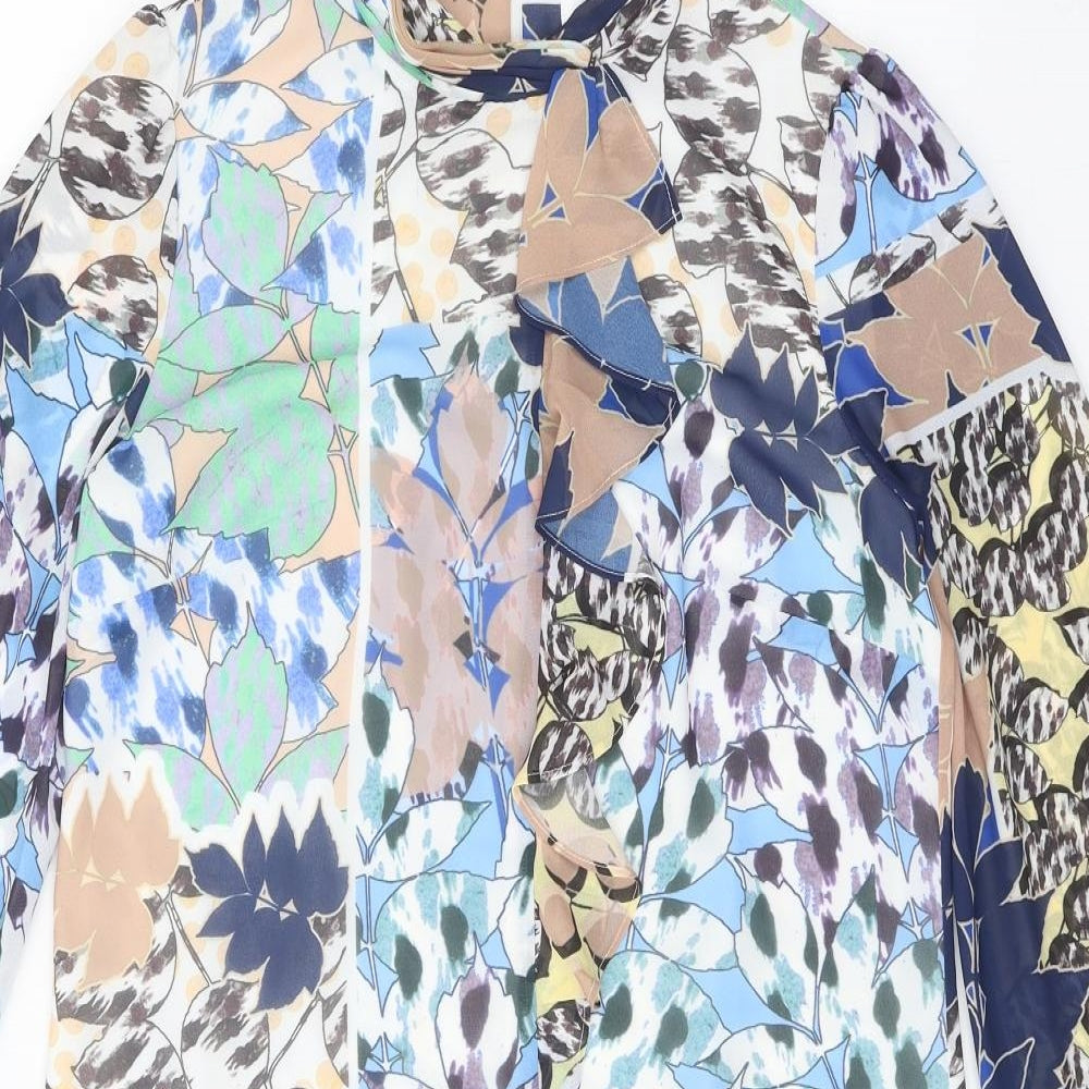 Reiss Womens Multicoloured Geometric Polyester A-Line Size 10 Round Neck Zip