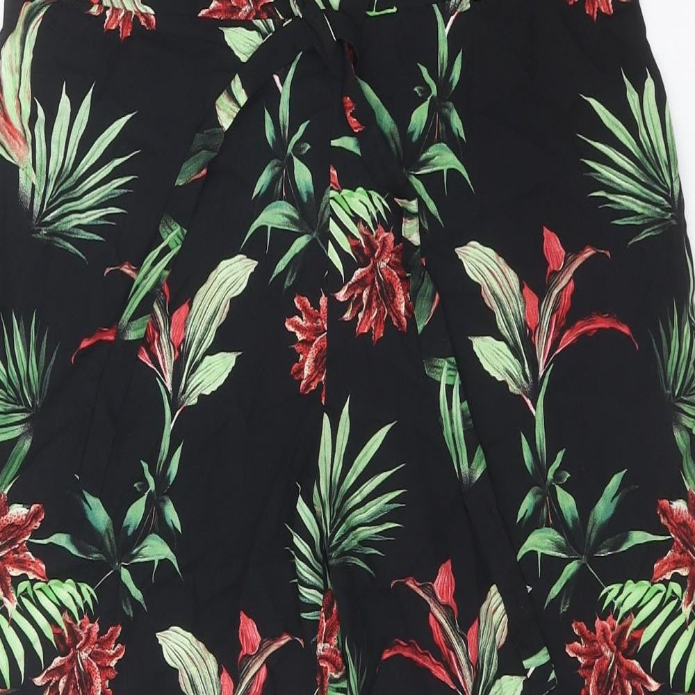 George Womens Black Geometric Viscose Trousers Size 12 Regular Tie - Leaf Print