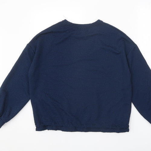 Papaya Womens Blue Round Neck Polyester Pullover Jumper Size S