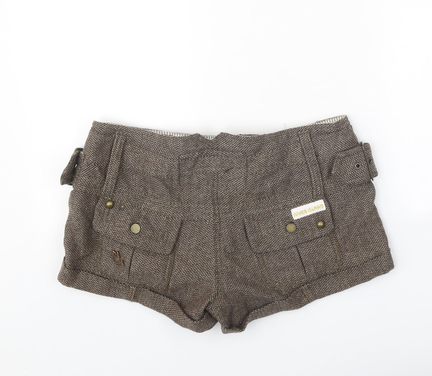 River Island Womens Brown Polyester Hot Pants Shorts Size 8 Regular Zip