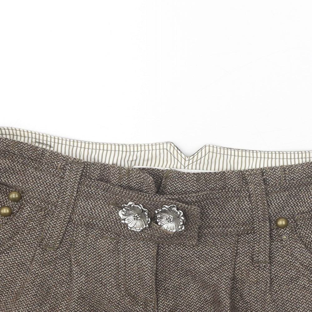 River Island Womens Brown Polyester Hot Pants Shorts Size 8 Regular Zip
