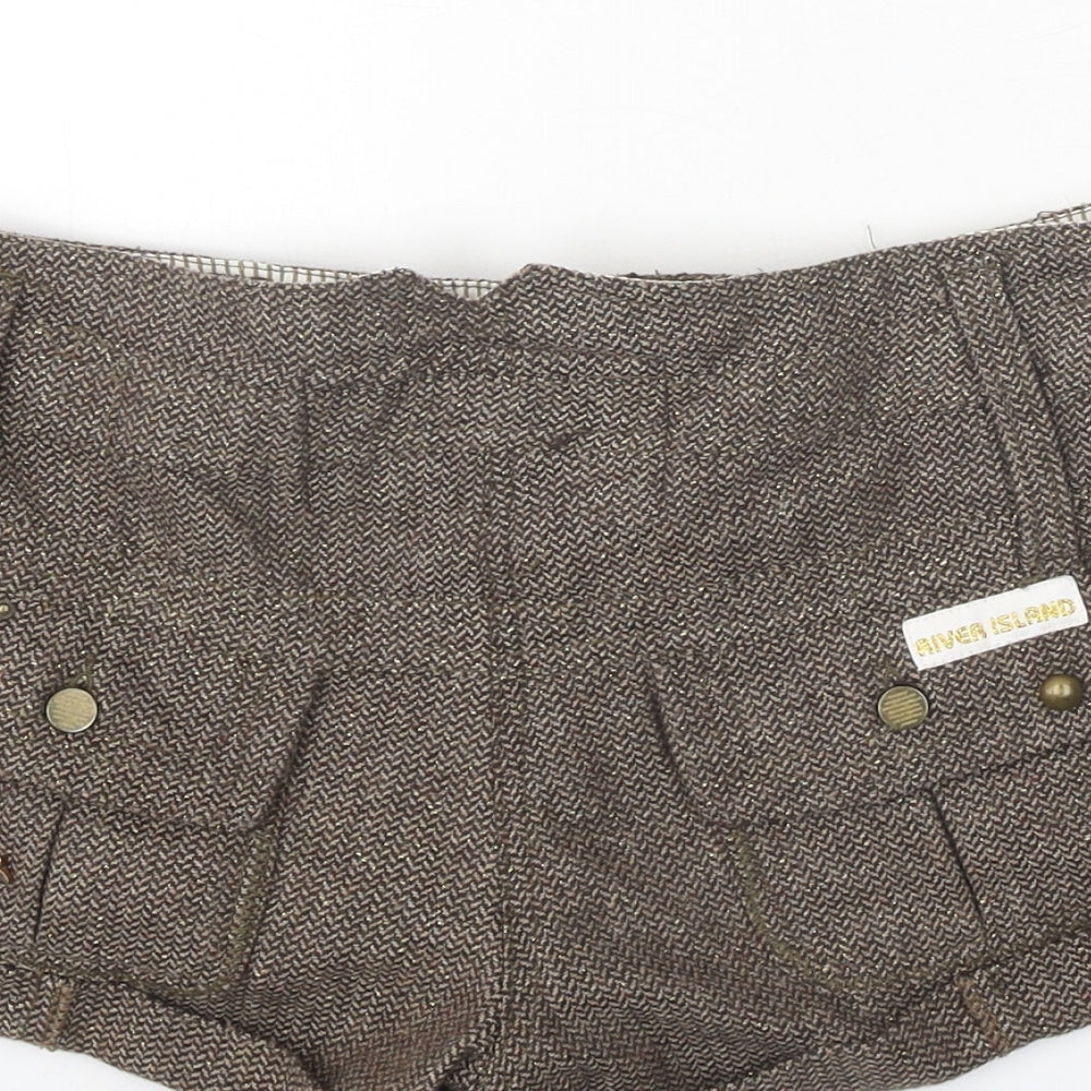 River Island Womens Brown Polyester Hot Pants Shorts Size 8 Regular Zip