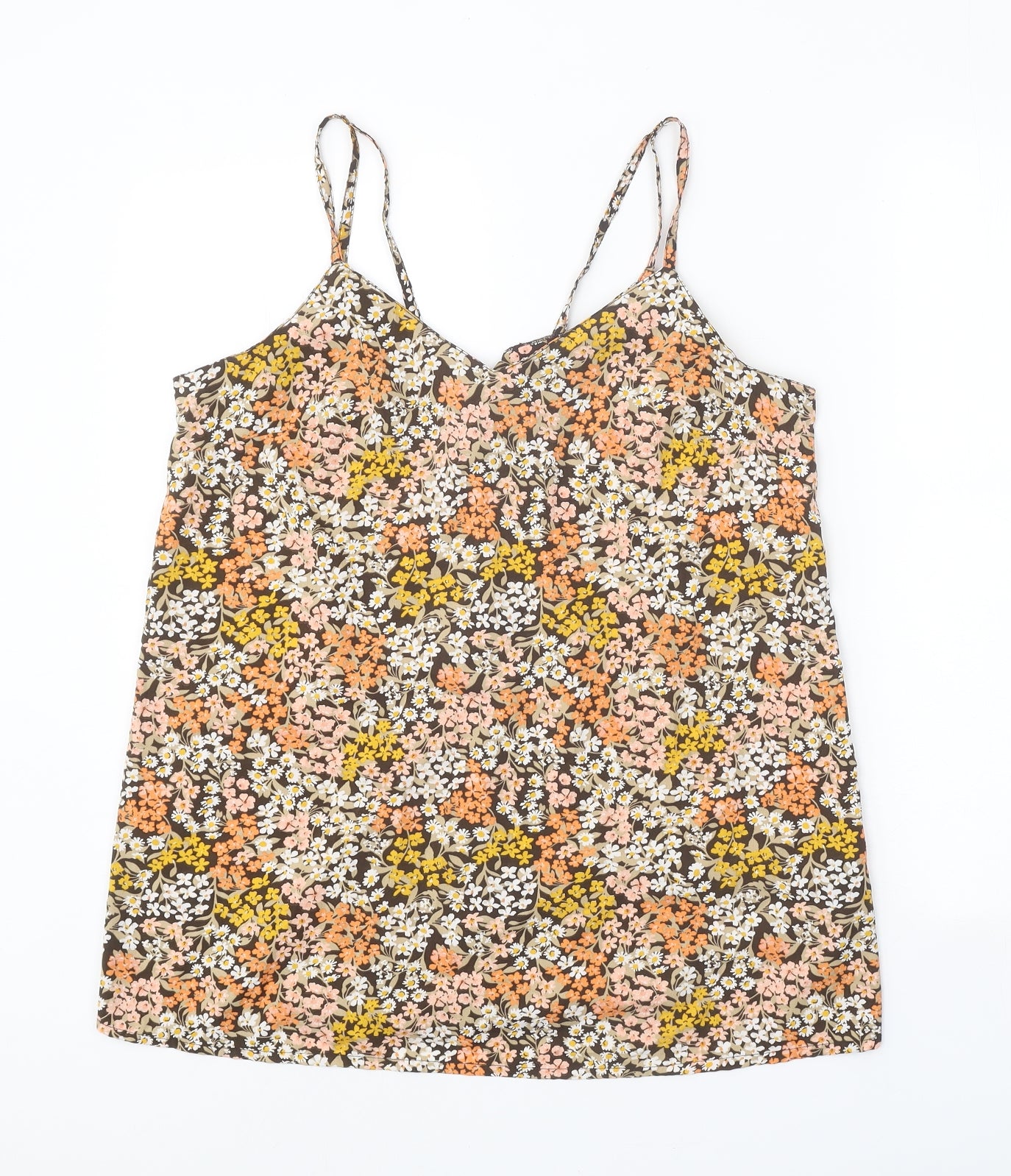 PEP&CO Womens Multicoloured Floral Polyester Camisole Tank Size 12 V-Neck
