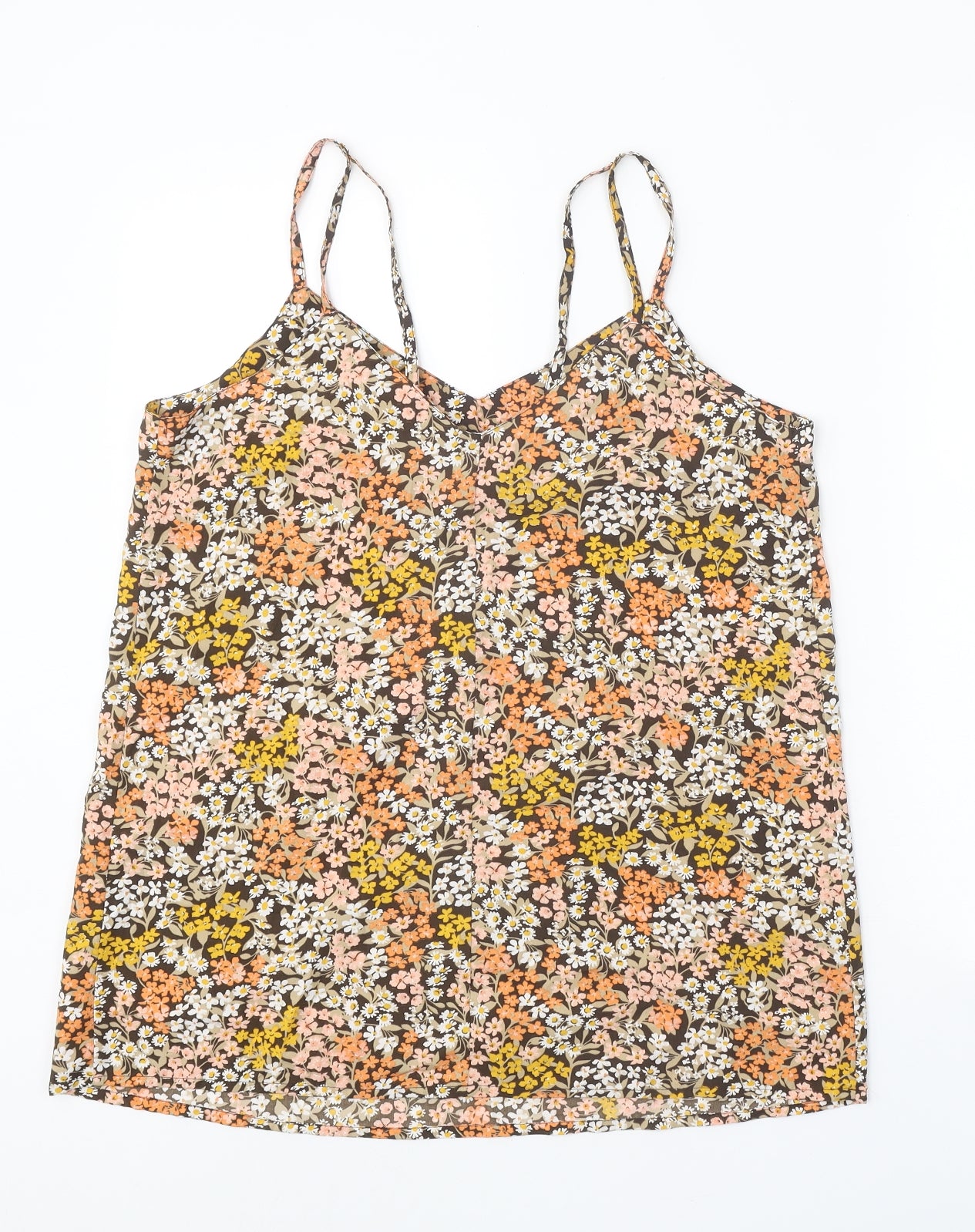 PEP&CO Womens Multicoloured Floral Polyester Camisole Tank Size 12 V-Neck